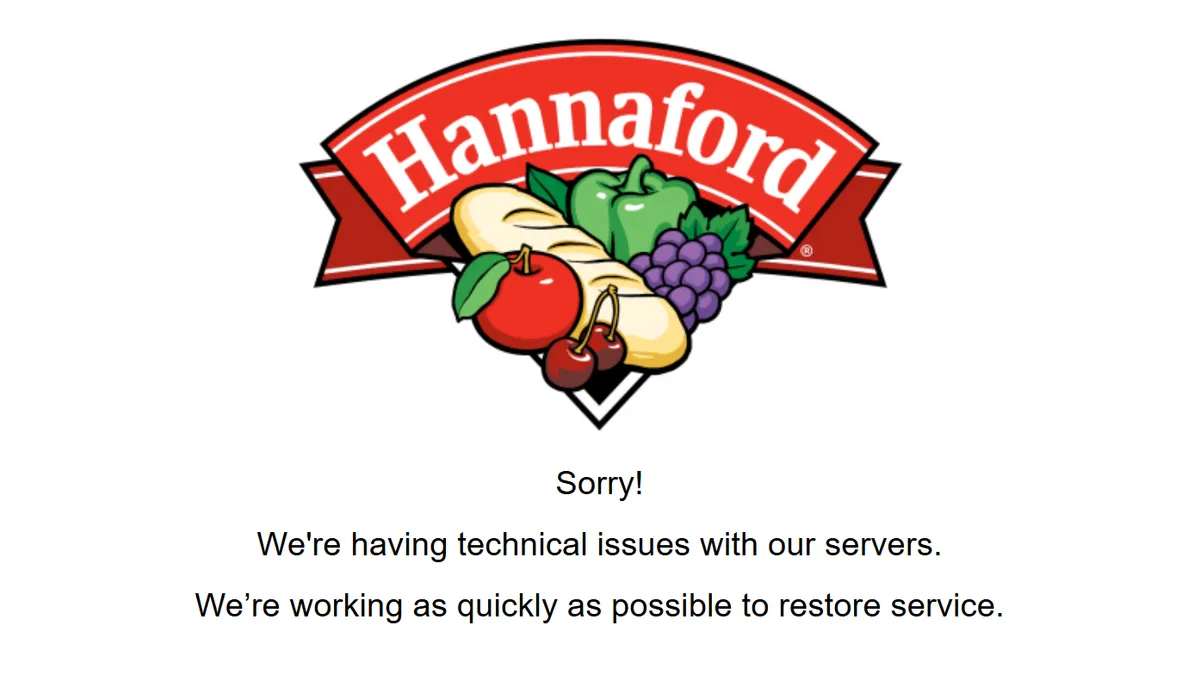 A screenshot of a website outage.