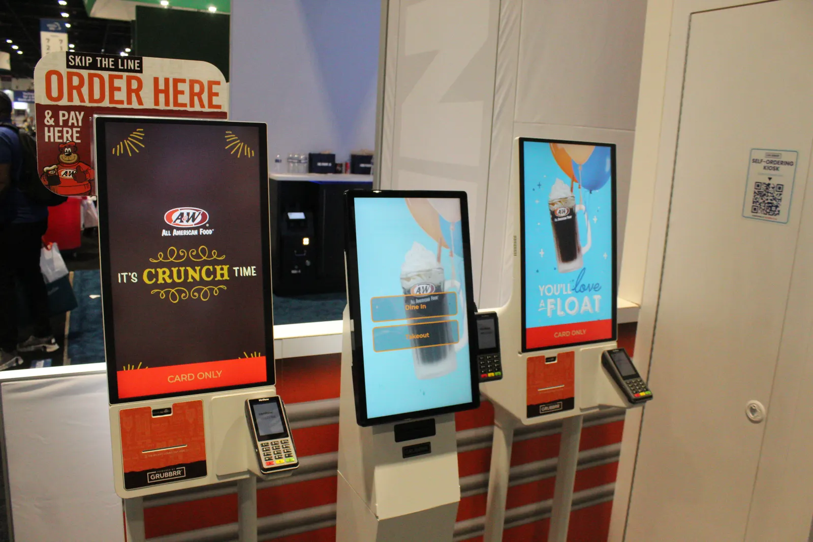 Grubbrr&#x27;s kiosks on display at the National Restaurant Association Show in 2024.