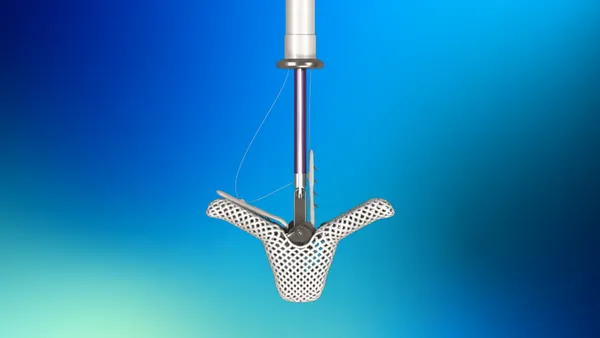 An image of Abbott's TriClip device to repair the tricuspid valve.