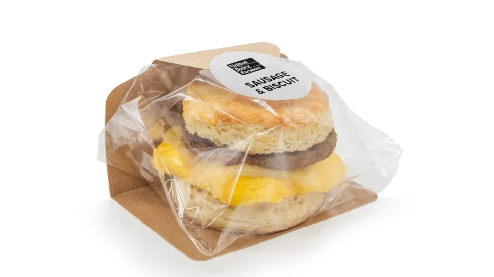 A biscuit sandwich sold by United Dairy Farmers in ProAmpac's HandRap packaging