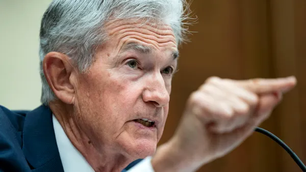 Federal Reserve Bank Chair Jerome Powell speaks during a congressional hearing.