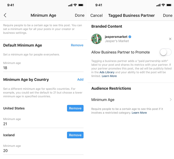 Instagram age gate tool