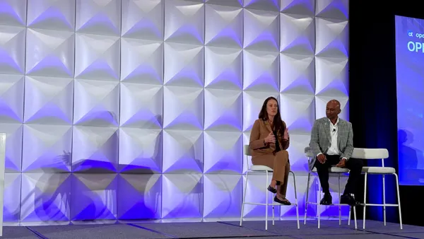 Megan McFarland, vice president of IS operations at Ochsner Health, speaking at OpenText World 2026