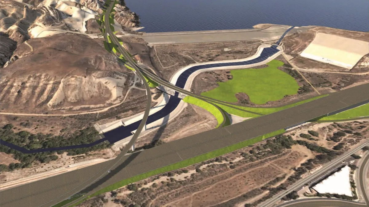 A rendering of a highway interchange construction project.