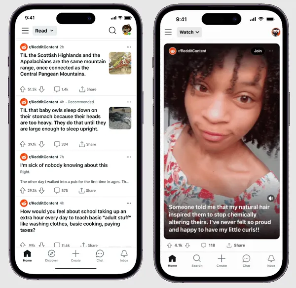 Reddit Watch feed