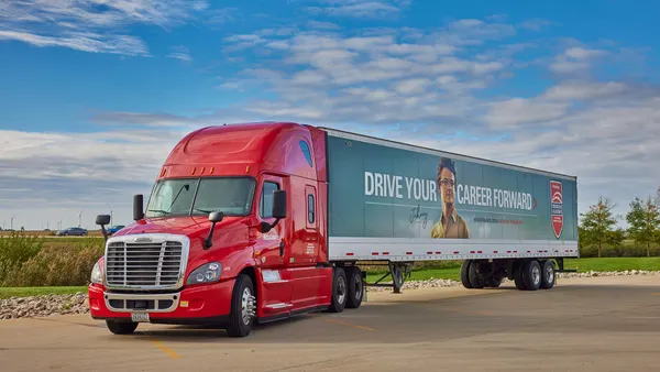 A red freight truck.