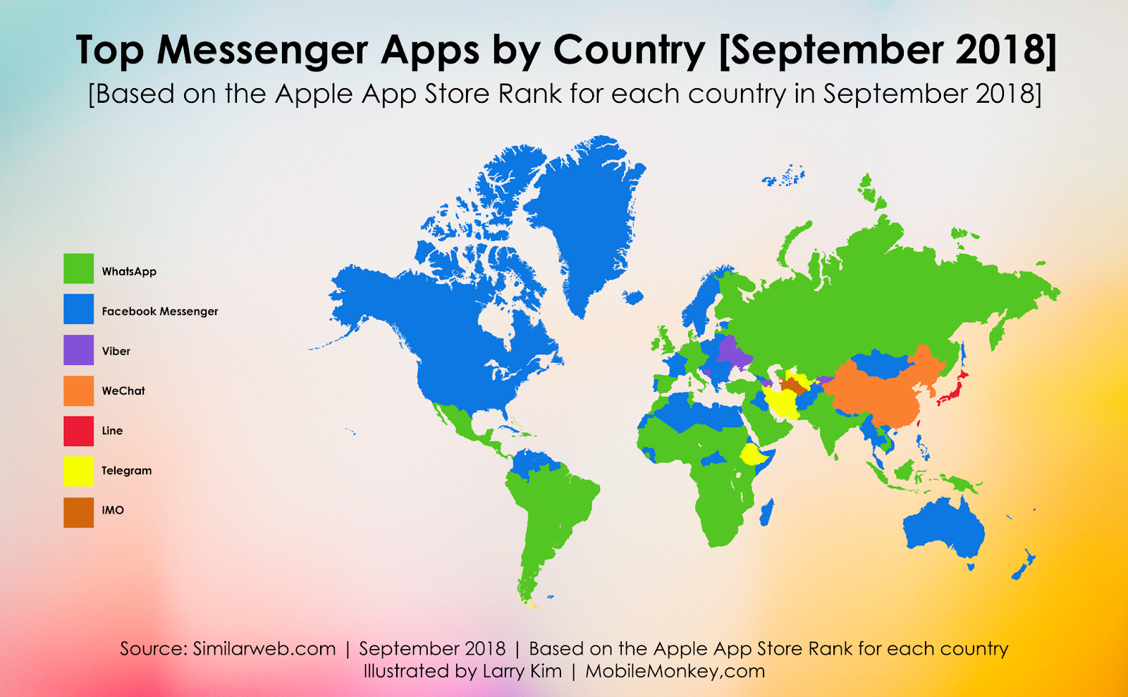 Messaging app popularity by region
