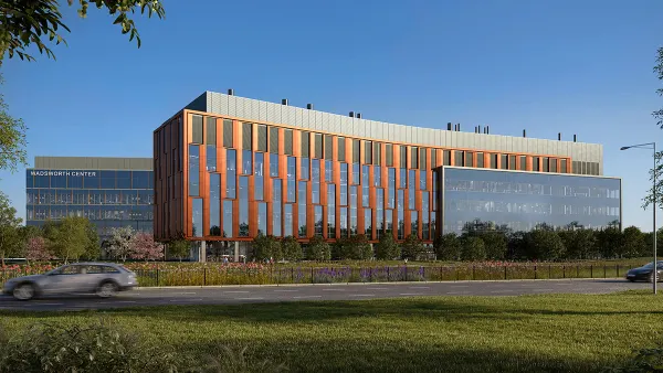 Rendering of the planned Wadsworth Center, a new advanced public health lab, in Albany, New York