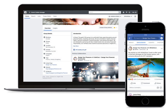 Facebook groups brand collaborations