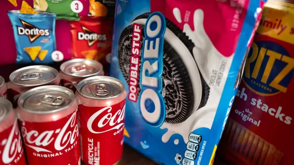 Coca-Cola, Oreo and Doritos products are seen