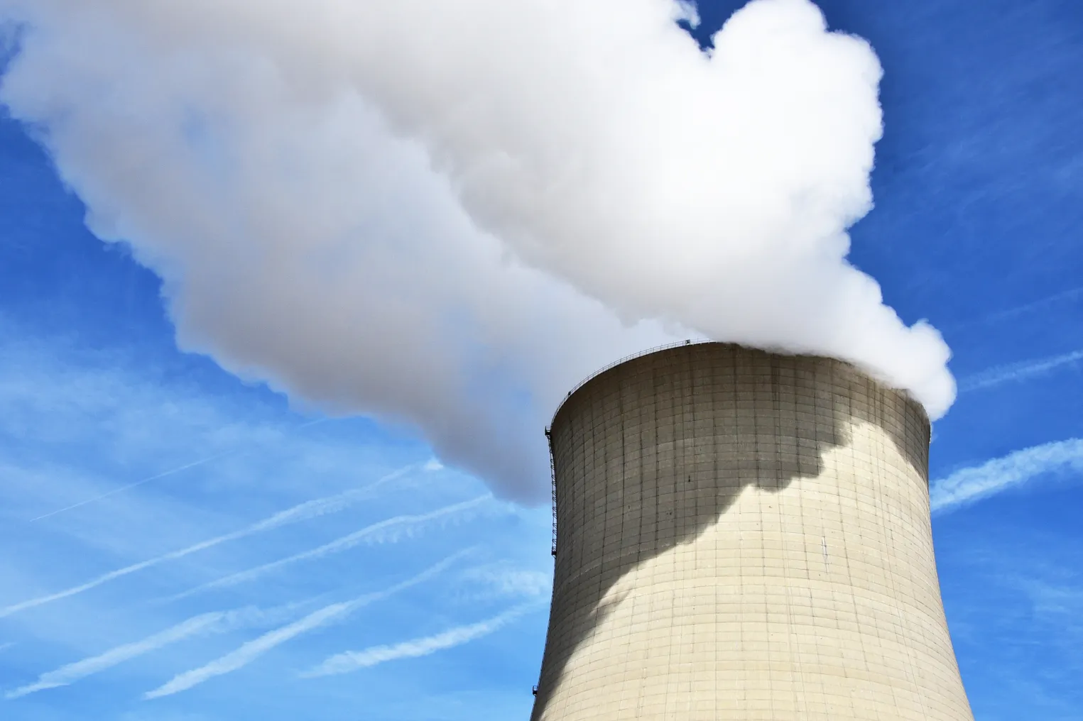 Concrete cooling tower at a nuclear power plant.