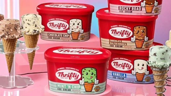 Packages of Thrifty Ice Cream