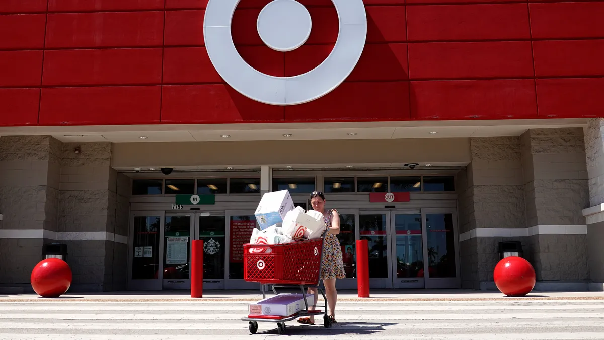 Person pushing Target shopping cart