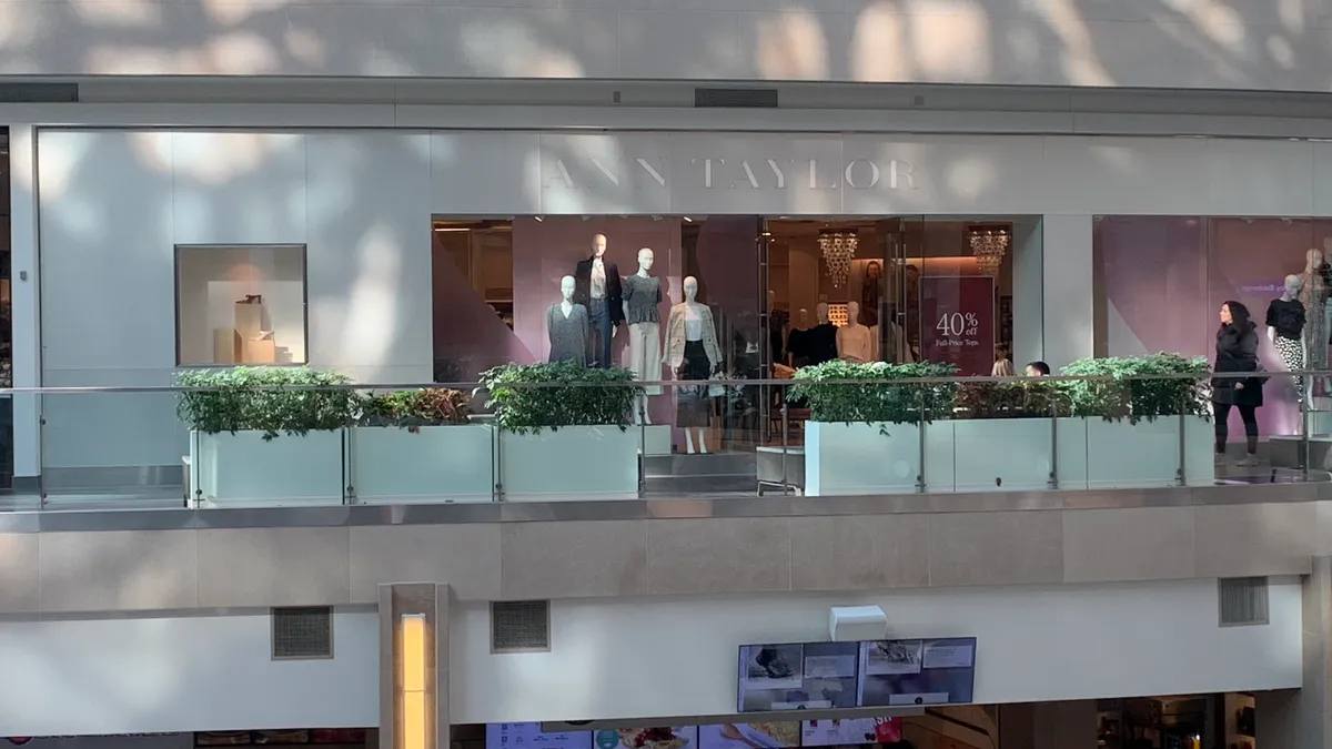 An Ann Taylor storefront in a mall