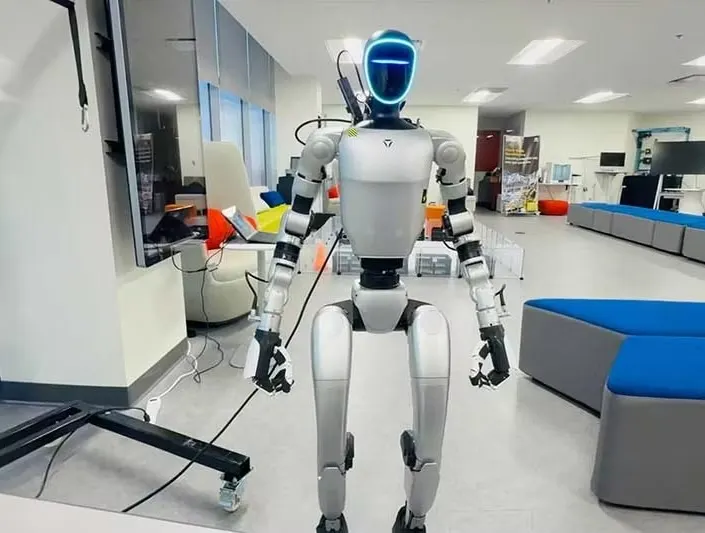 An industrial robot being tested in a Tata facility