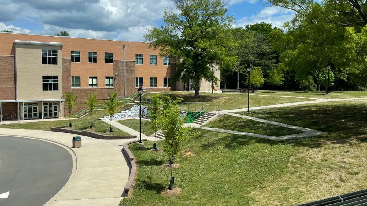 Edifice of Myers Park High School in Charlotte-Mecklenburg Schools in North Carolina