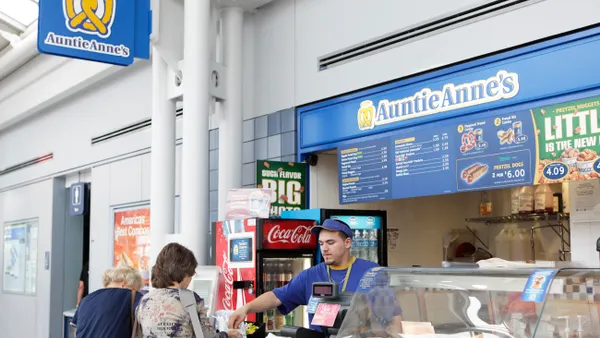 A pretzel shop in an airport.