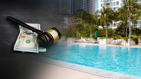 Pool with a gavel and money