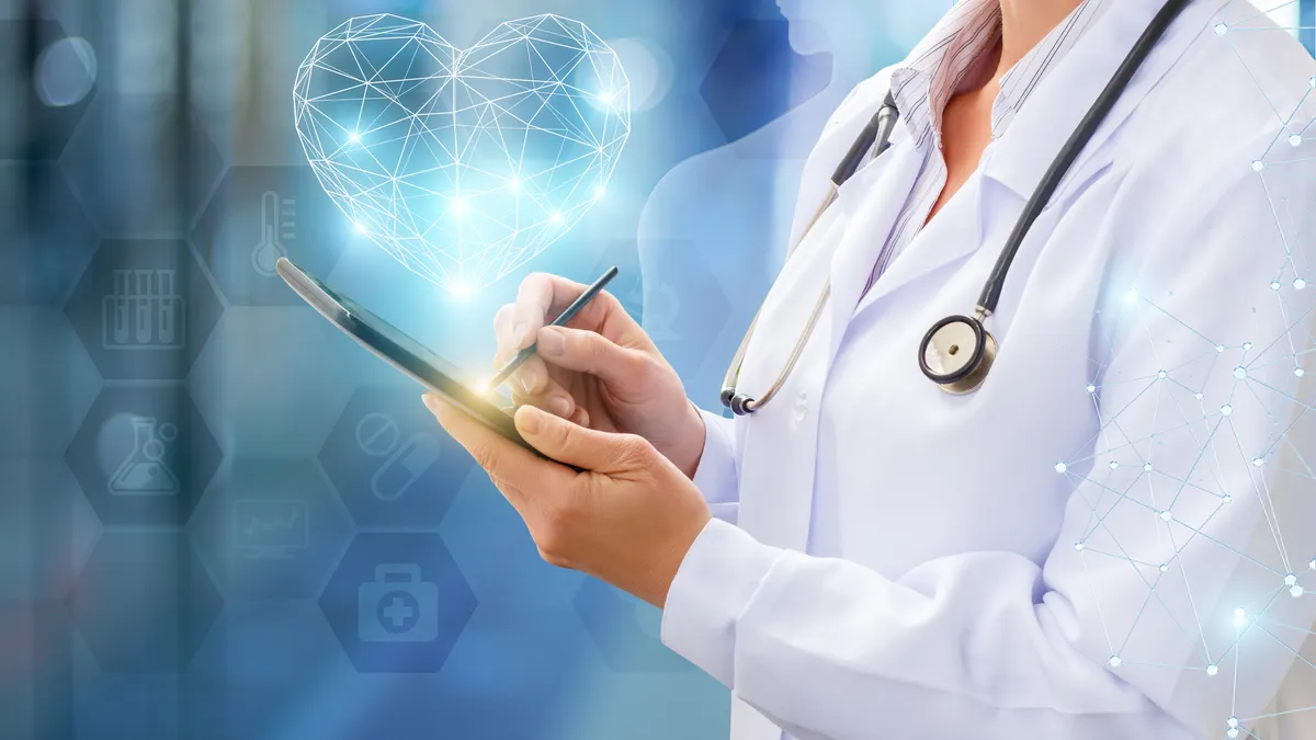 Medical professional using a tablet