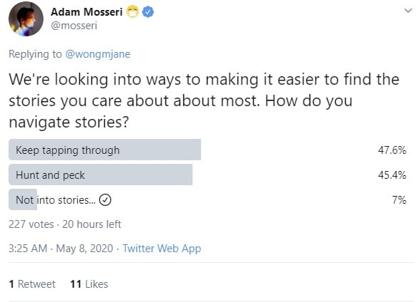 Mosseri Stories poll