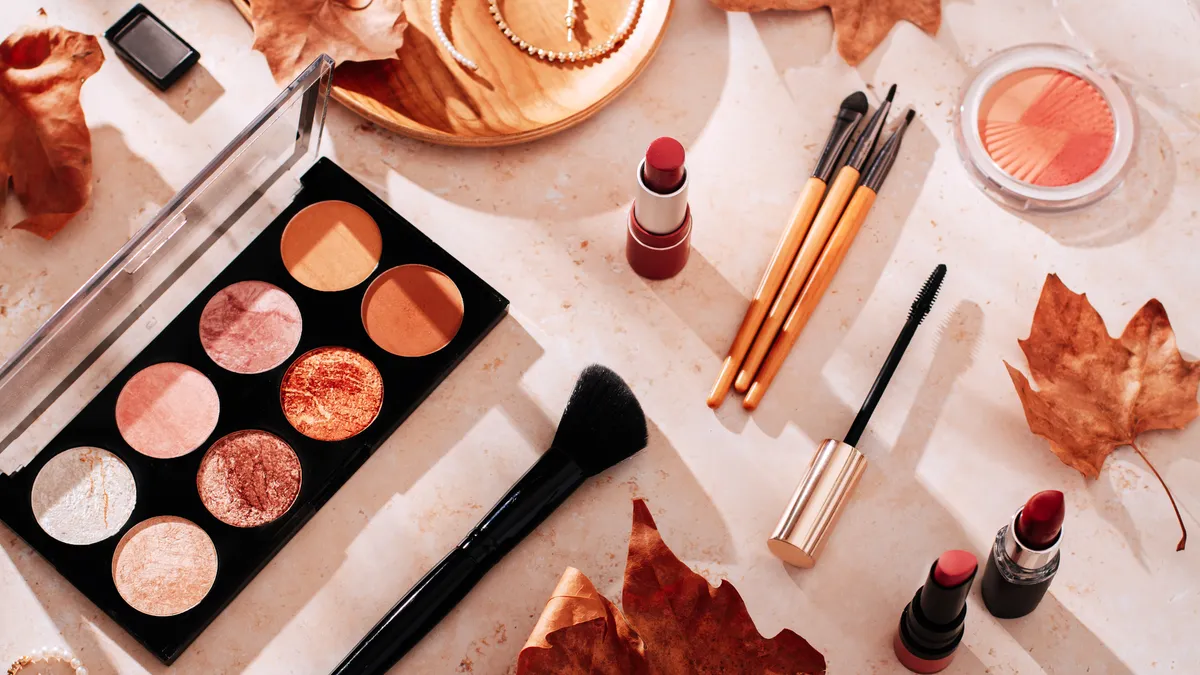 Cosmetics on a table.