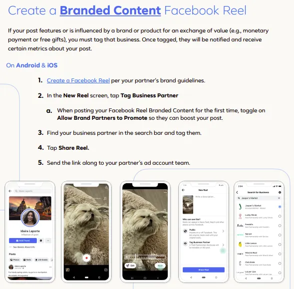 Branded Content in Facebook Reels
