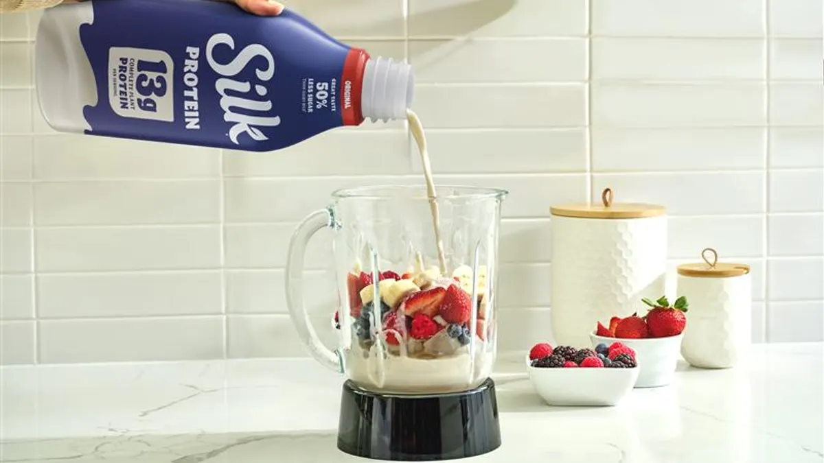 A bottle of Danone's Silk Protein.