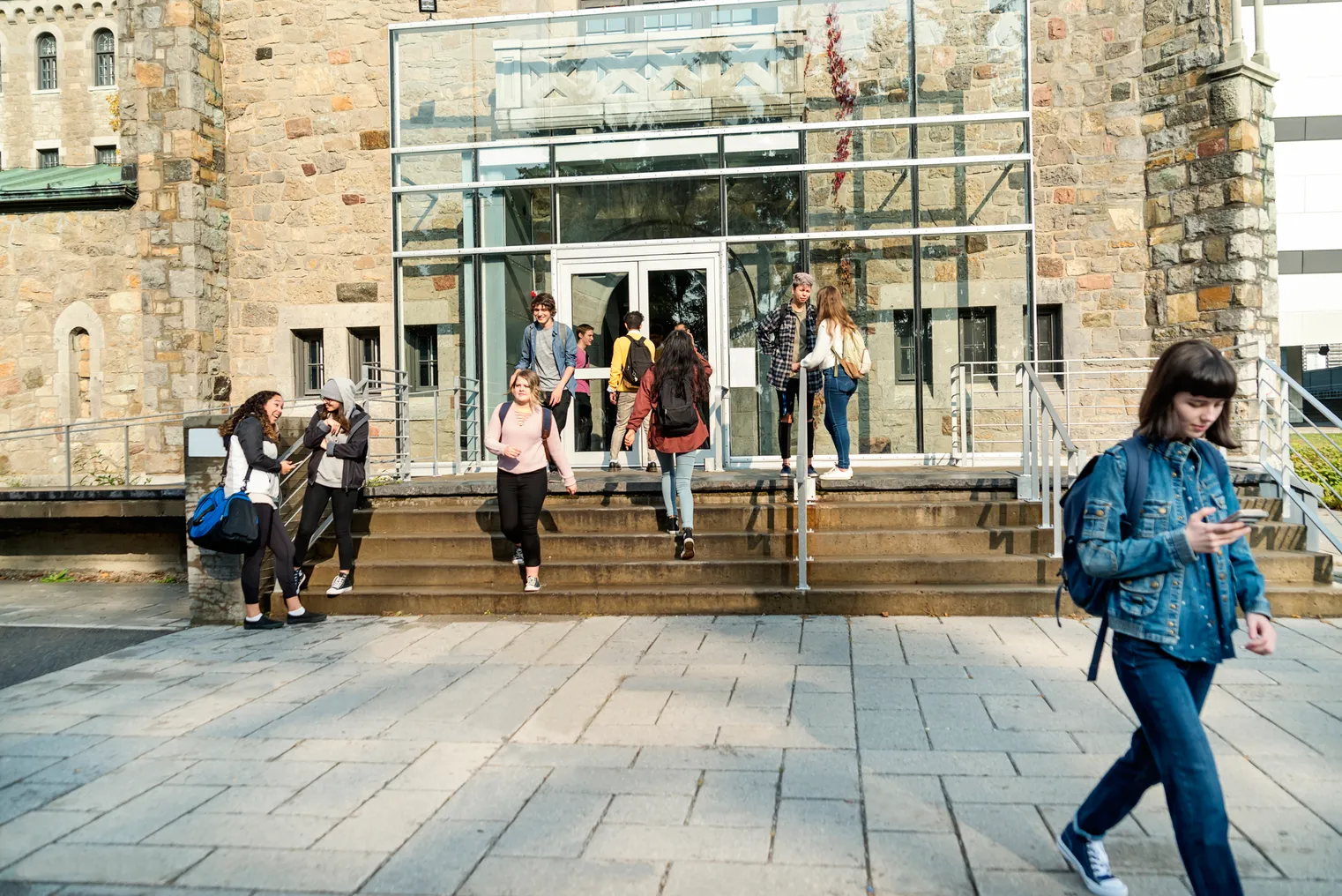 College students walking on campus