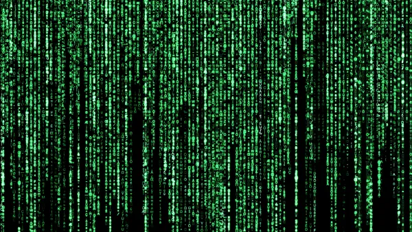 Matrix background of blurred programming code.