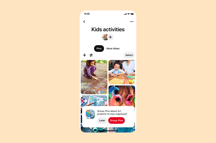 Pinterest board sorting