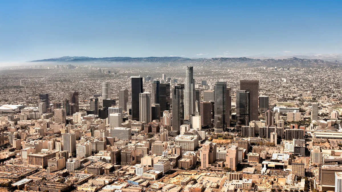 Downtown Los Angeles aerial view.