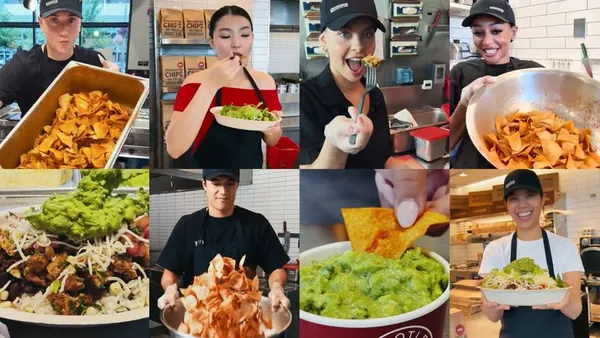 A photo collage shows content creators with food from Chipotle