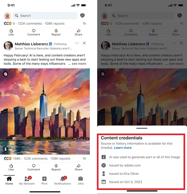 LinkedIn AI labels