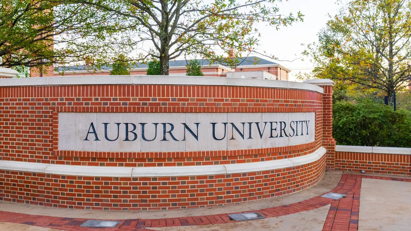Auburn University sign at the campus.