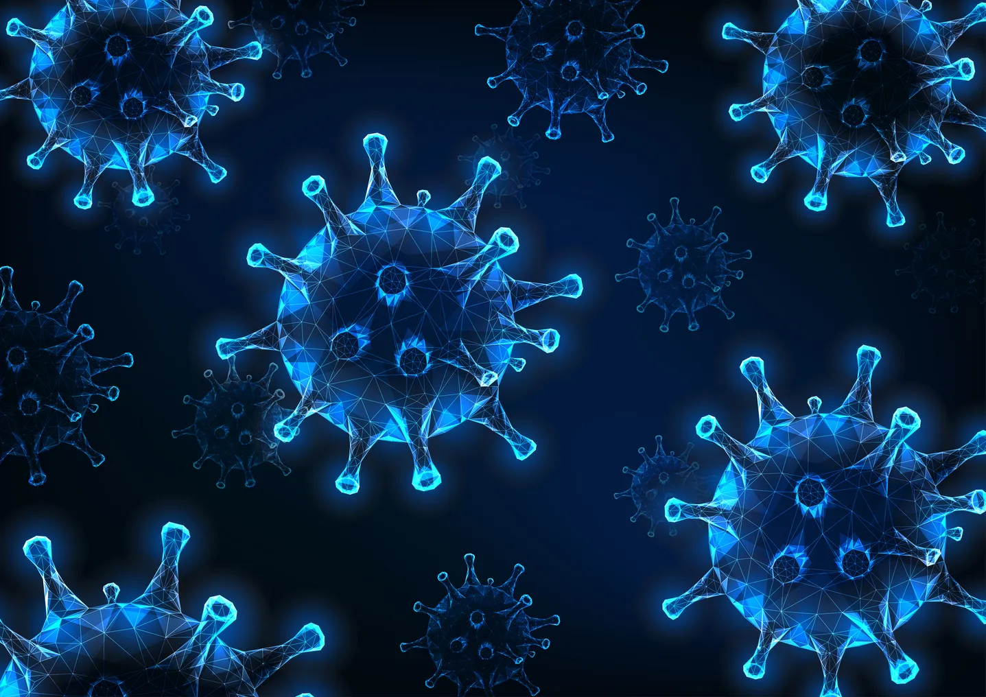 virus up close on blue background