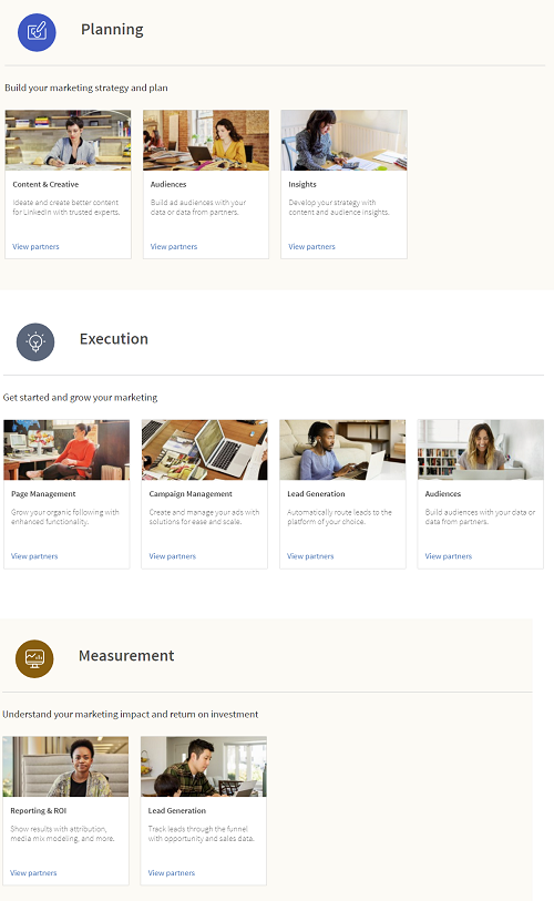LinkedIn categories