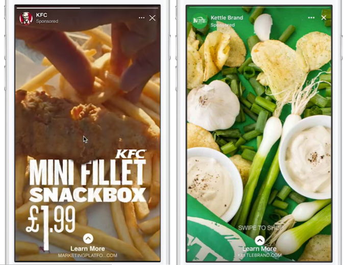 Examples of Facebook Stories ads