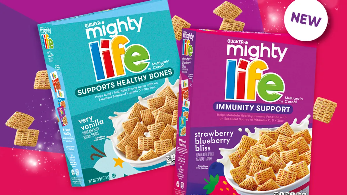 Boxes of Mighty Life cereal made by PepsiCo