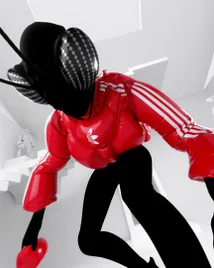 A virtual avatar wearing Adidas virtual gear.