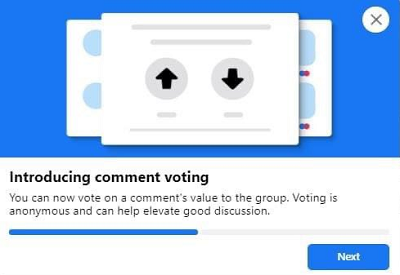 Facebook up and downvotes for group comments