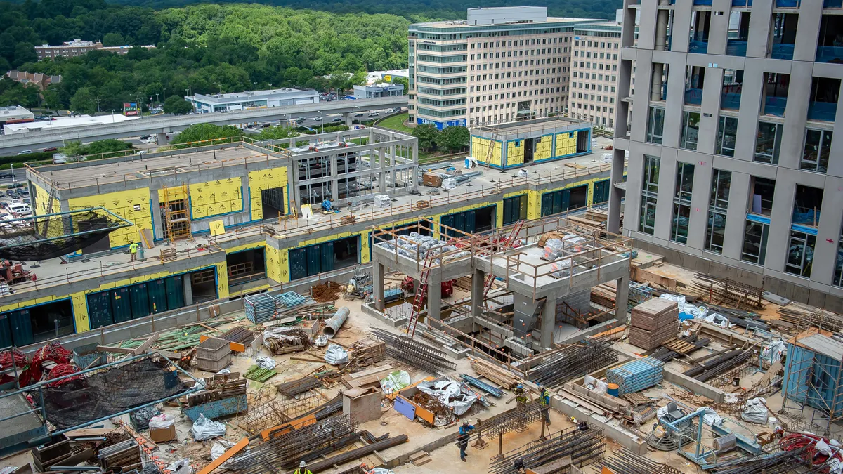 Aerial view of a construction site