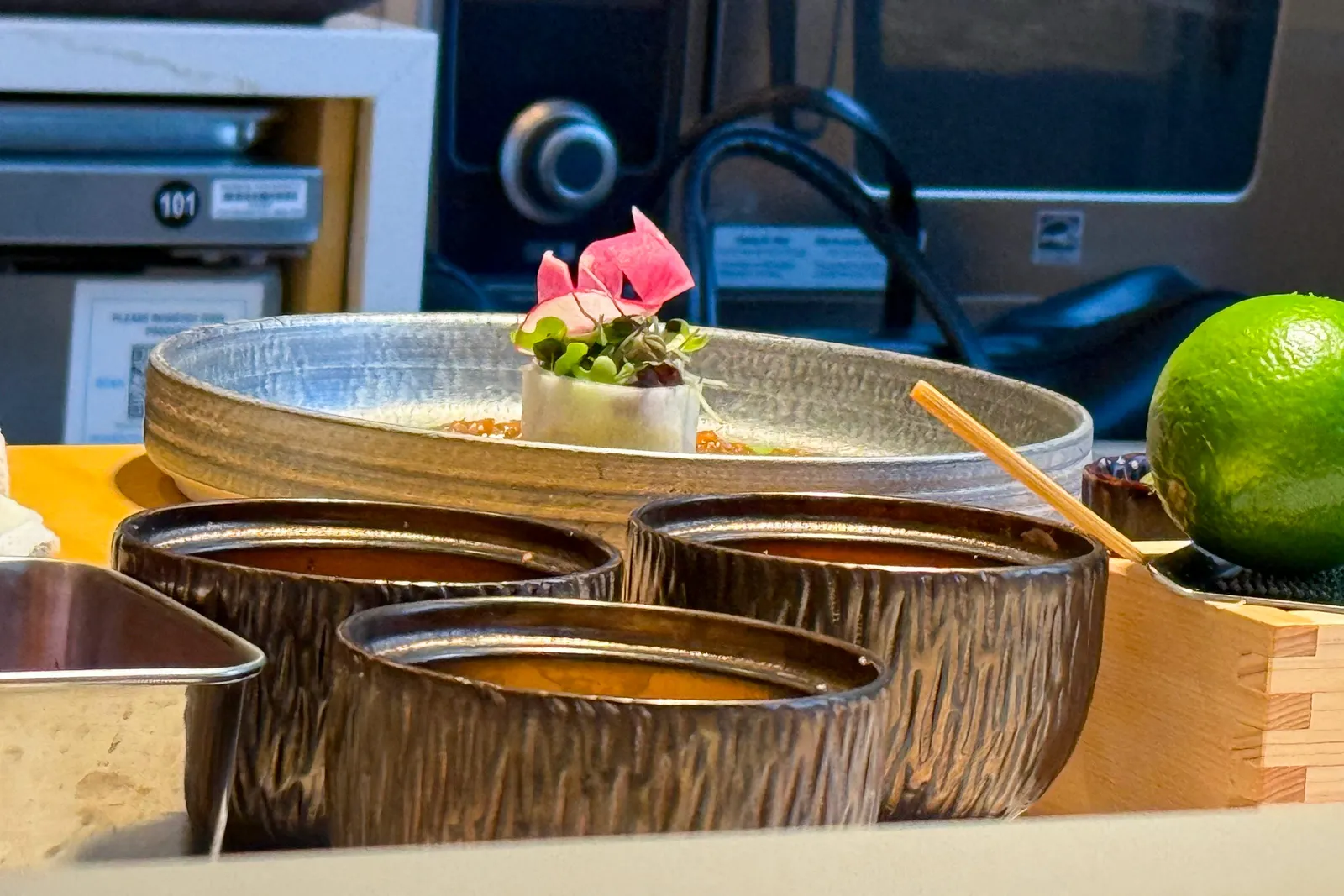 Close-up of food at a restaurant.