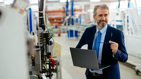 Businessman working on laptop