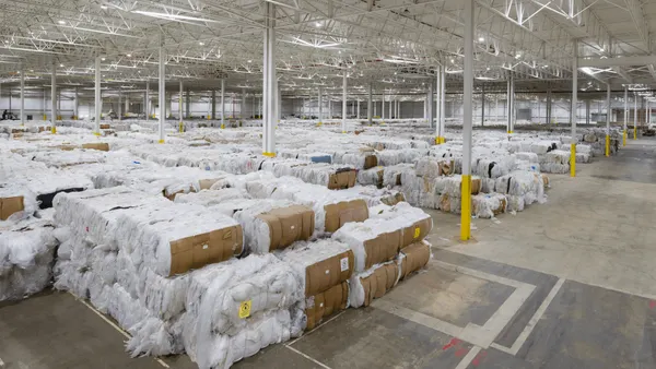 Bales of plastic in a warehouse