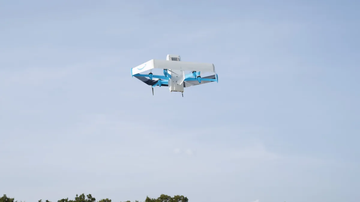 Amazon delivery drone in flight