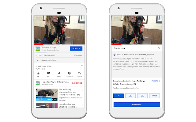 YouTube fundraisers