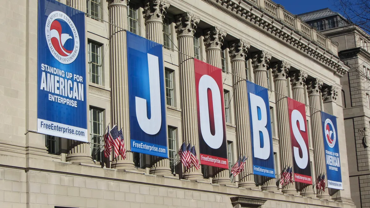 Jobs banners at US Chamber of Commerce
