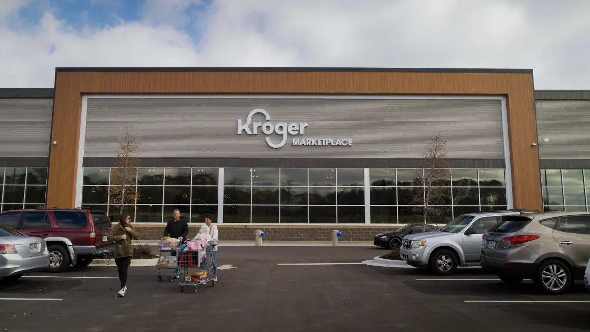 The exterior of a Kroger Marketplace store in Atlanta
