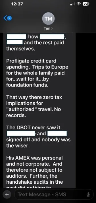 Screenshot of message exchange between Pyles and Moore