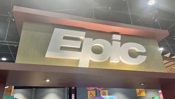 Epic's logo on top of its booth at HIMSS23.